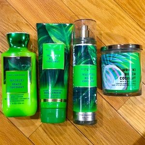 NWT Bath & Body Works Waikiki Beach Coconut 4 Piece Set